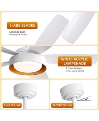 42-inch Modern White 5 - Blade Ceiling Fan With Remote Control and Light Kit