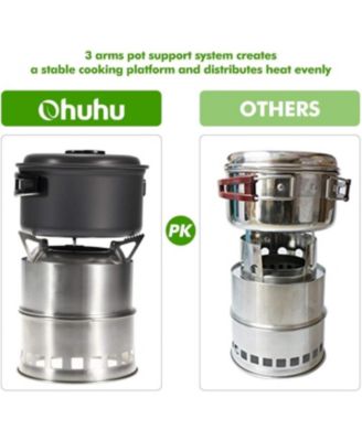 Stainless Steel Wood Burning Camp Stove – Mini Portable with Grill Grid & Carry Bag for Outdoor Cooking