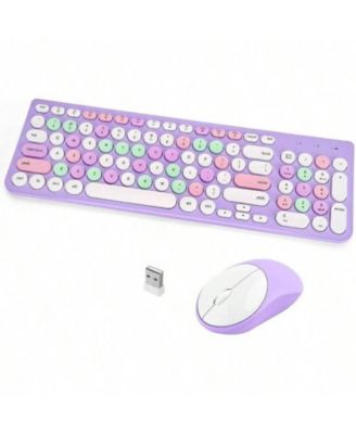 Wireless Keyboard and Mouse Combo, Typewriter Keyboard with Round Keycaps, 2.4GHz Wireless Keyboard Mouse for Computer, Desktop, Laptop