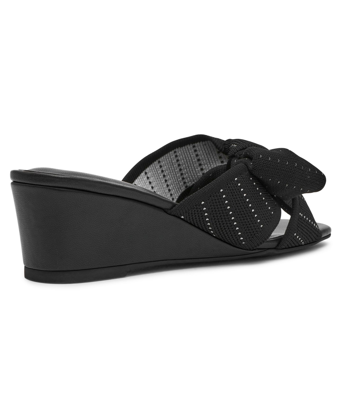 Женские сандалии Anne Klein Dara Bow Wedge, цвет: Чёрный вязаный — фото 6