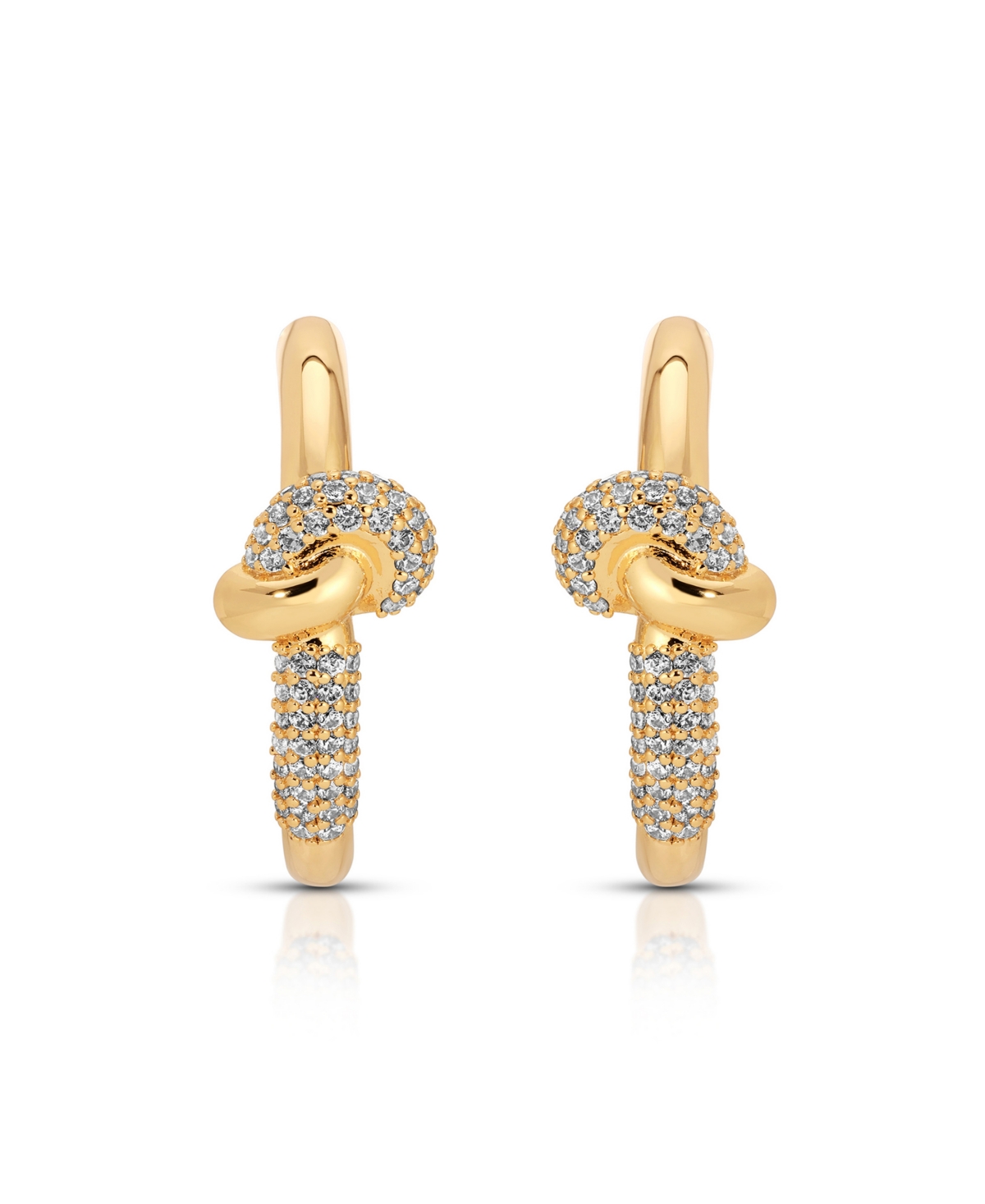 Ettika Gold Plated Pave Love Knot Hoop Earrings