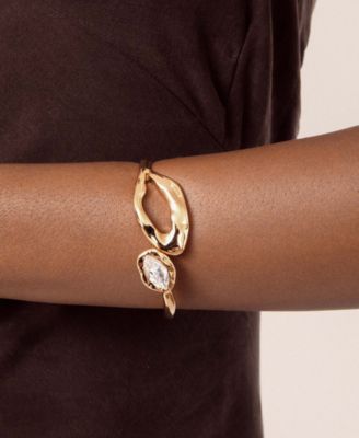 Gold Plated Molten Marquise Cuff Bracelet