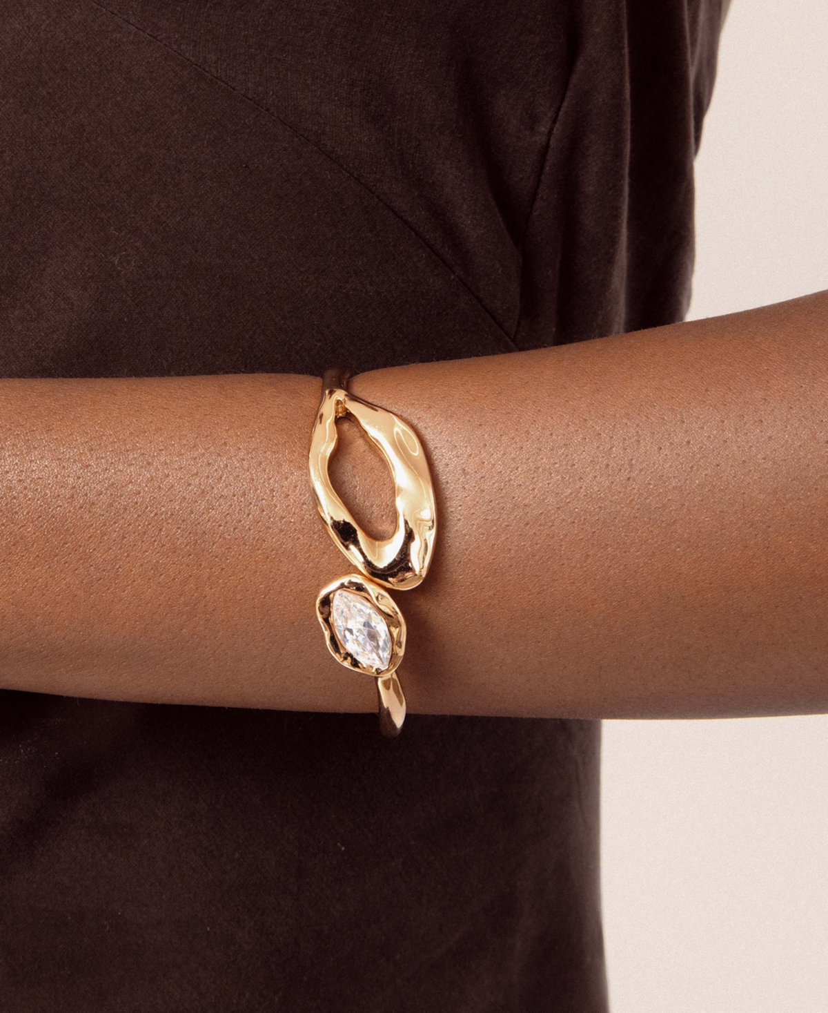 Ettika Molten Marquise Crystal Hinge Cuff Bracelet In Gold