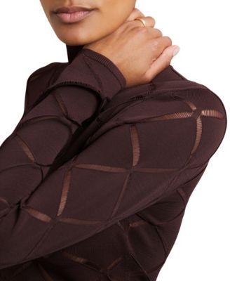 Women's Laser-Cut Funnel-Neck Knit Top