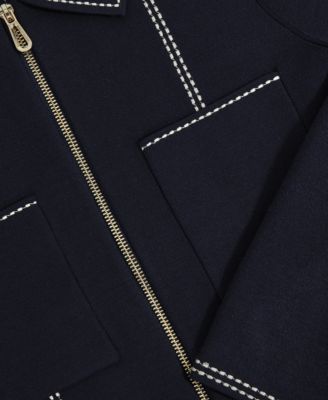 Women's Stitch-Detail Zip-Through Cardigan Sweater