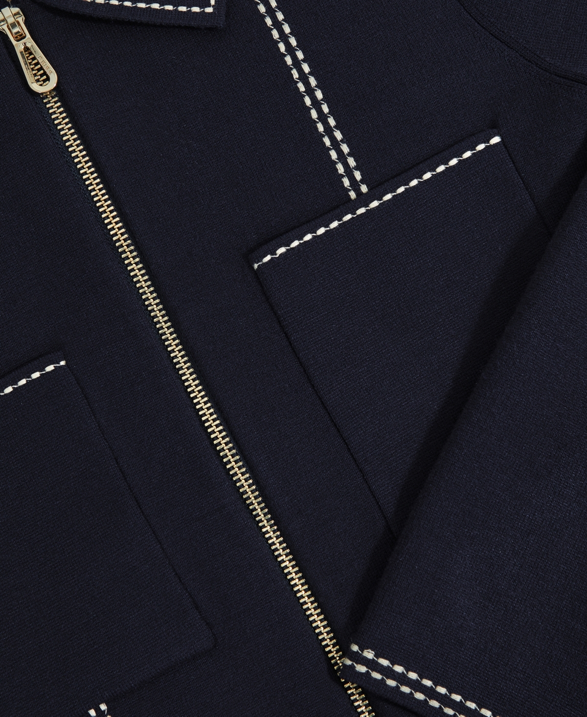 Reiss Women's Stitch-Detail Zip-Through Cardigan Sweater