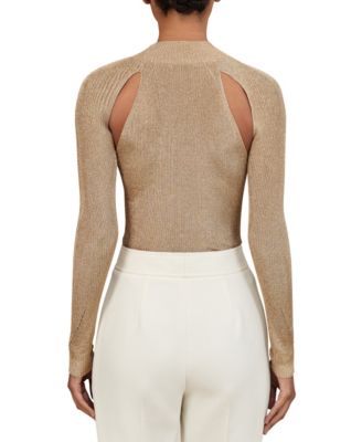 Women's Metallic-Knit Cut-Out Top