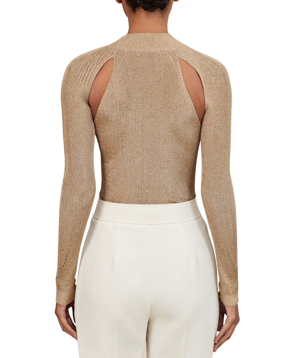 Reiss Women's Metallic-Knit Cut-Out Top