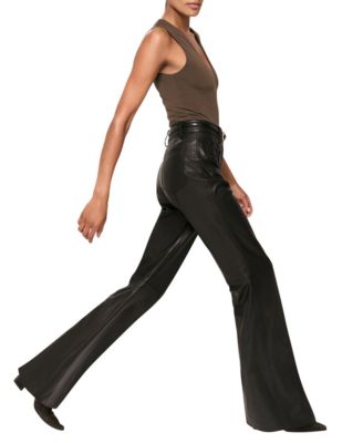 Women's Leather High-Rise Flared Pants