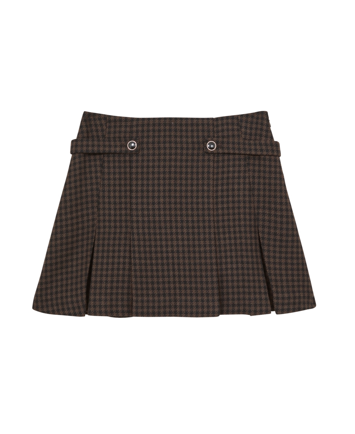 Reiss Womens Black Brown Elle Checked Pleated Wool-blend Mini Skirt In Multi
