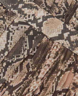 Women's Snake-Print Pleated Midi Dress