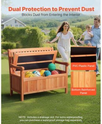 33 Gal Outdoor Wooden Storage Bench with Deck Box Seating