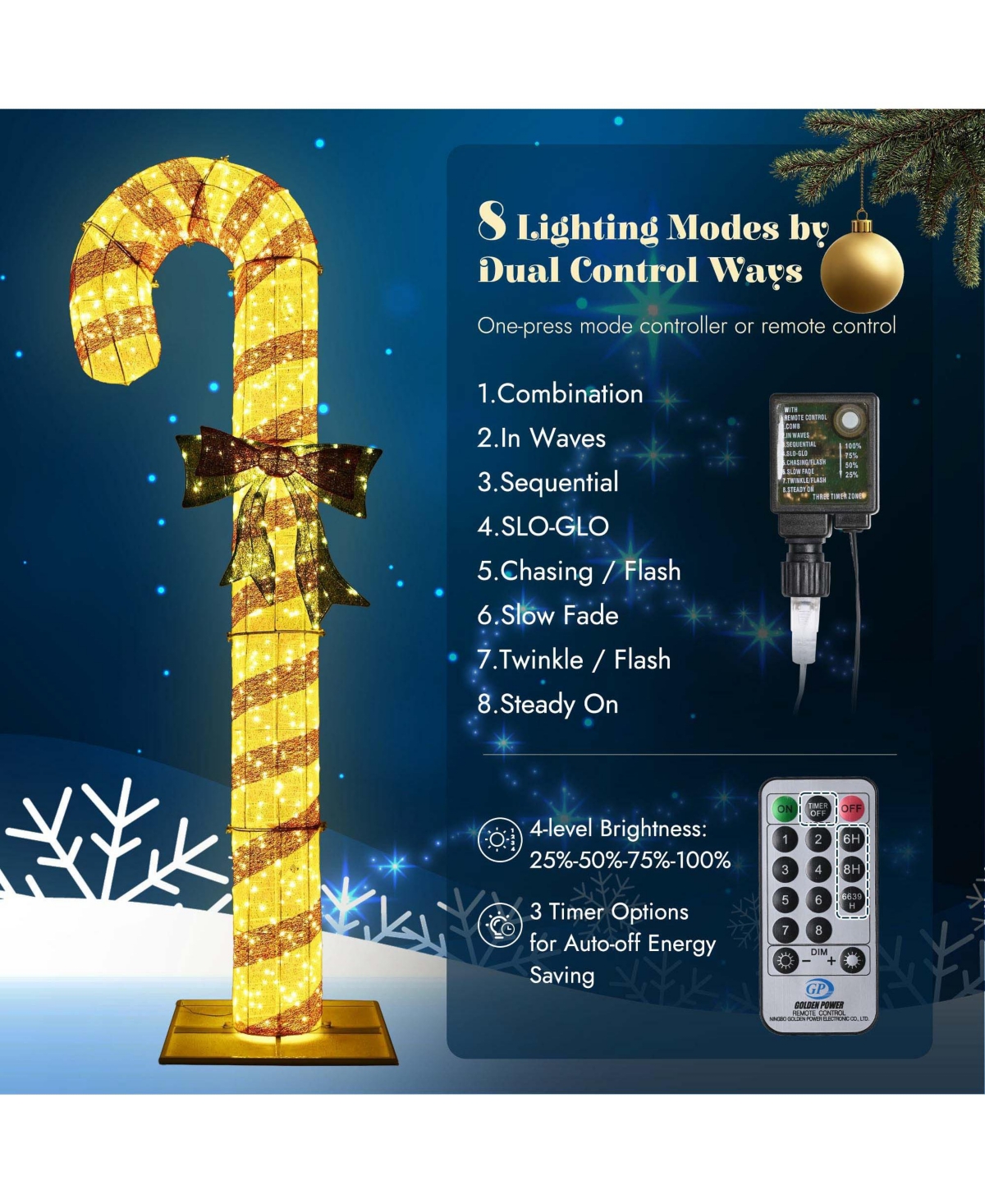 Yescom 8FT Pre-Lit 660LED Christmas Candy Cane Giant 3D Lighted Outdoor Yard Decorations, Holiday Display Large Lighting