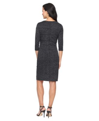 Women's Metallic Knit V-Neck Short Dress