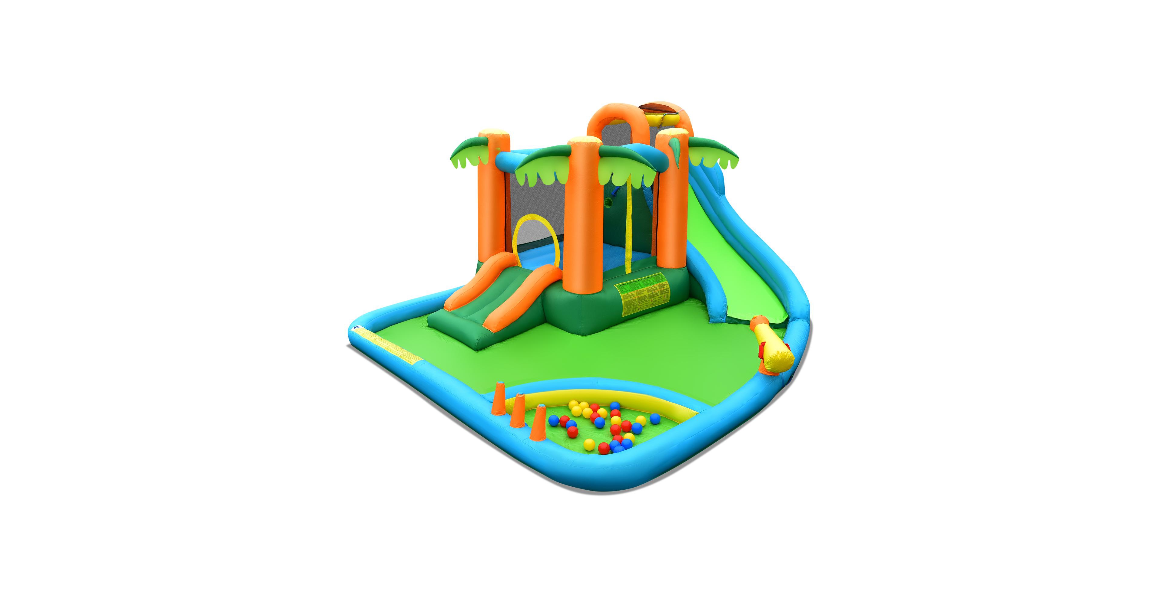 Skonyon Inflatable Water Slide Park with Upgraded Handrail without Blower