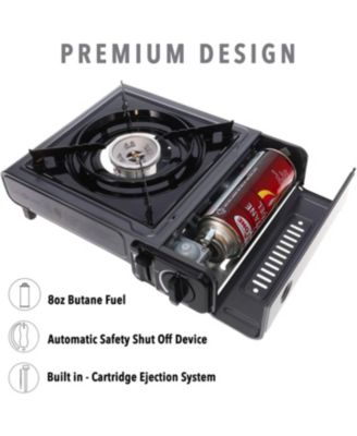Portable Butane Camping Stove with Case: Automatic Ignition,Precise Heat Control - Camping & Tailgating and Outdoor Cooking with 4 Butane Fuels