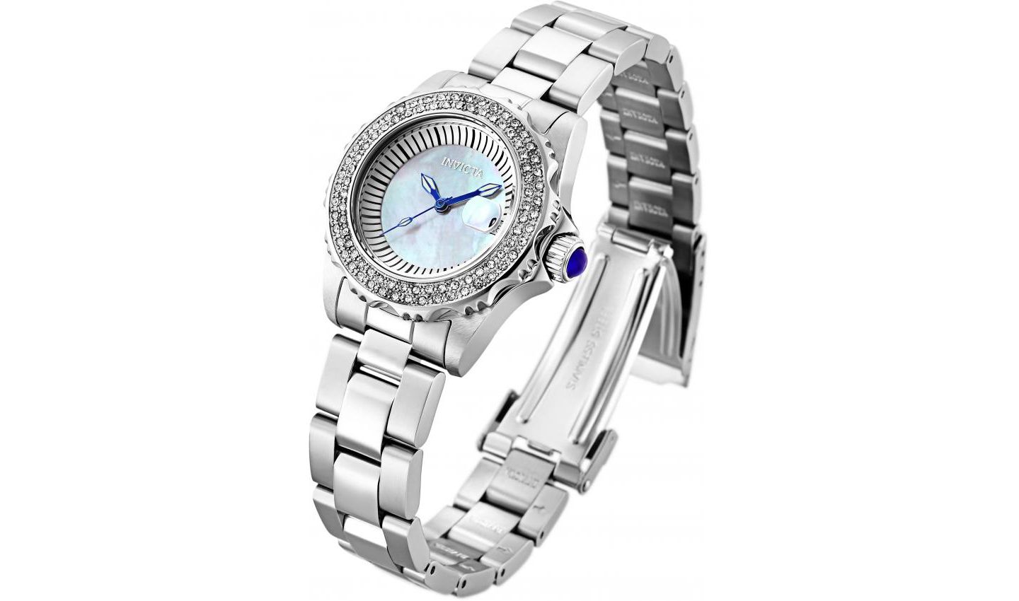 Женские часы Invicta 28442 Angel Quartz 3 Hand White Dial, цвет: Серебряный — фото 2