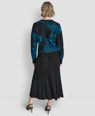 Women's Long-Sleeve Intarsia Mohair Sweater