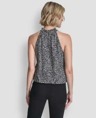 Women's Sleeveless Printed Voile Halter Top