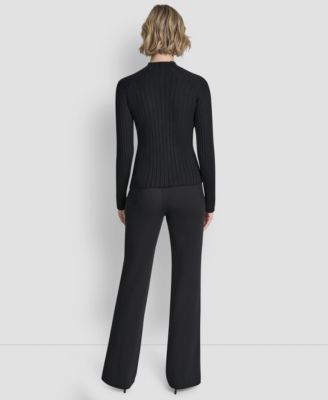 Women's Long-Sleeve Cord Detail Rib Sweater