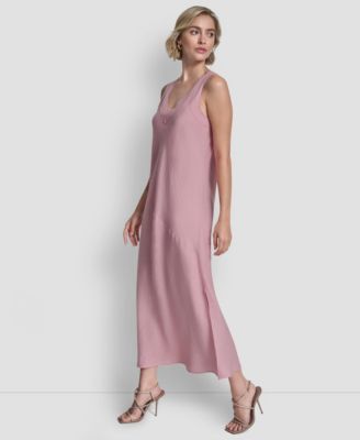 Women's Linen Panelled V-Neck Midi Dress