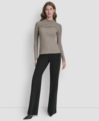 Women's Long-Sleeve Cord Detail Rib Sweater