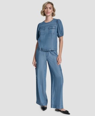 Women's Short-Sleeve Zip-Shoulder Top