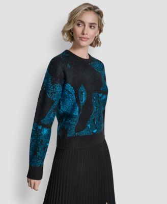Women's Long-Sleeve Intarsia Mohair Sweater