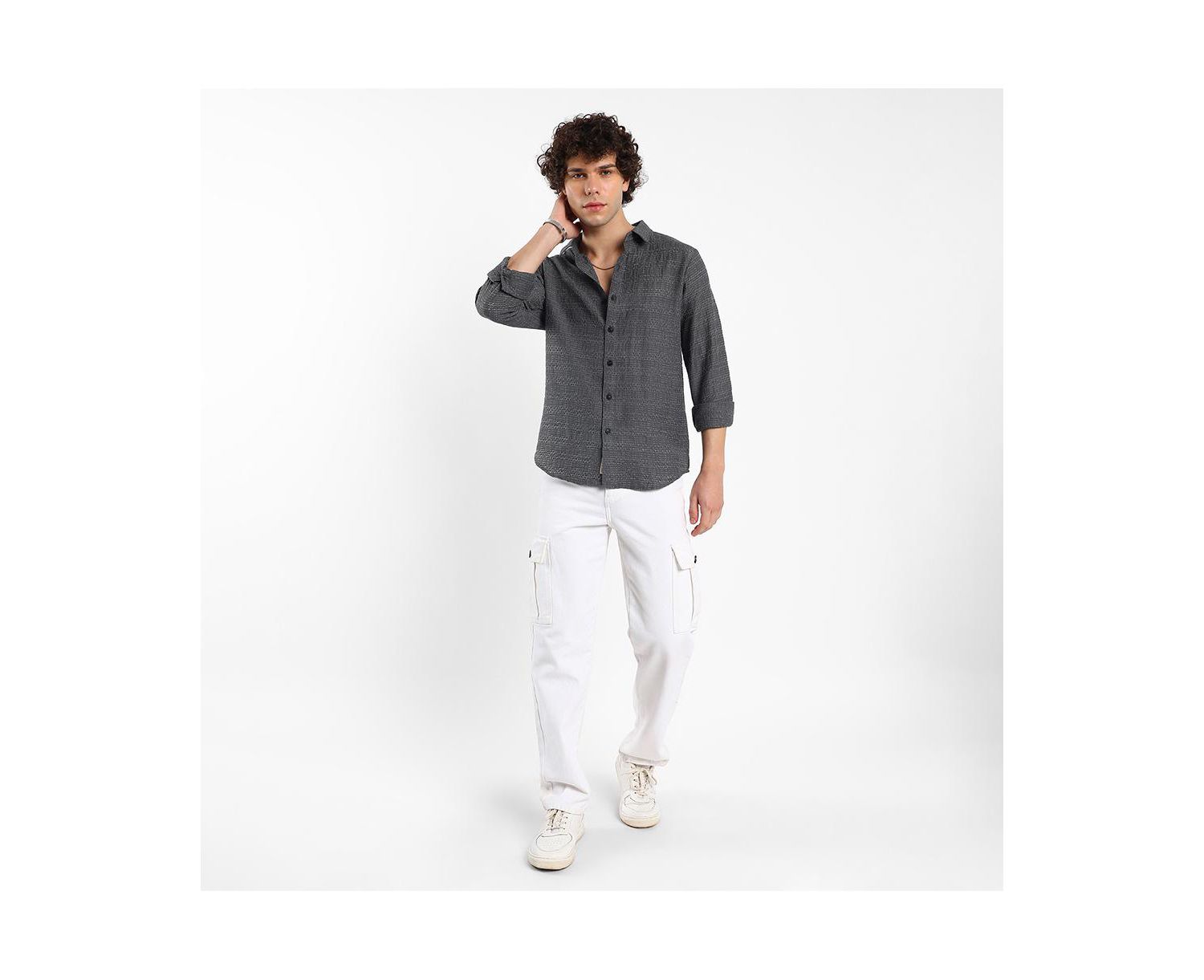 Men's Solid Textured Knit Shirt