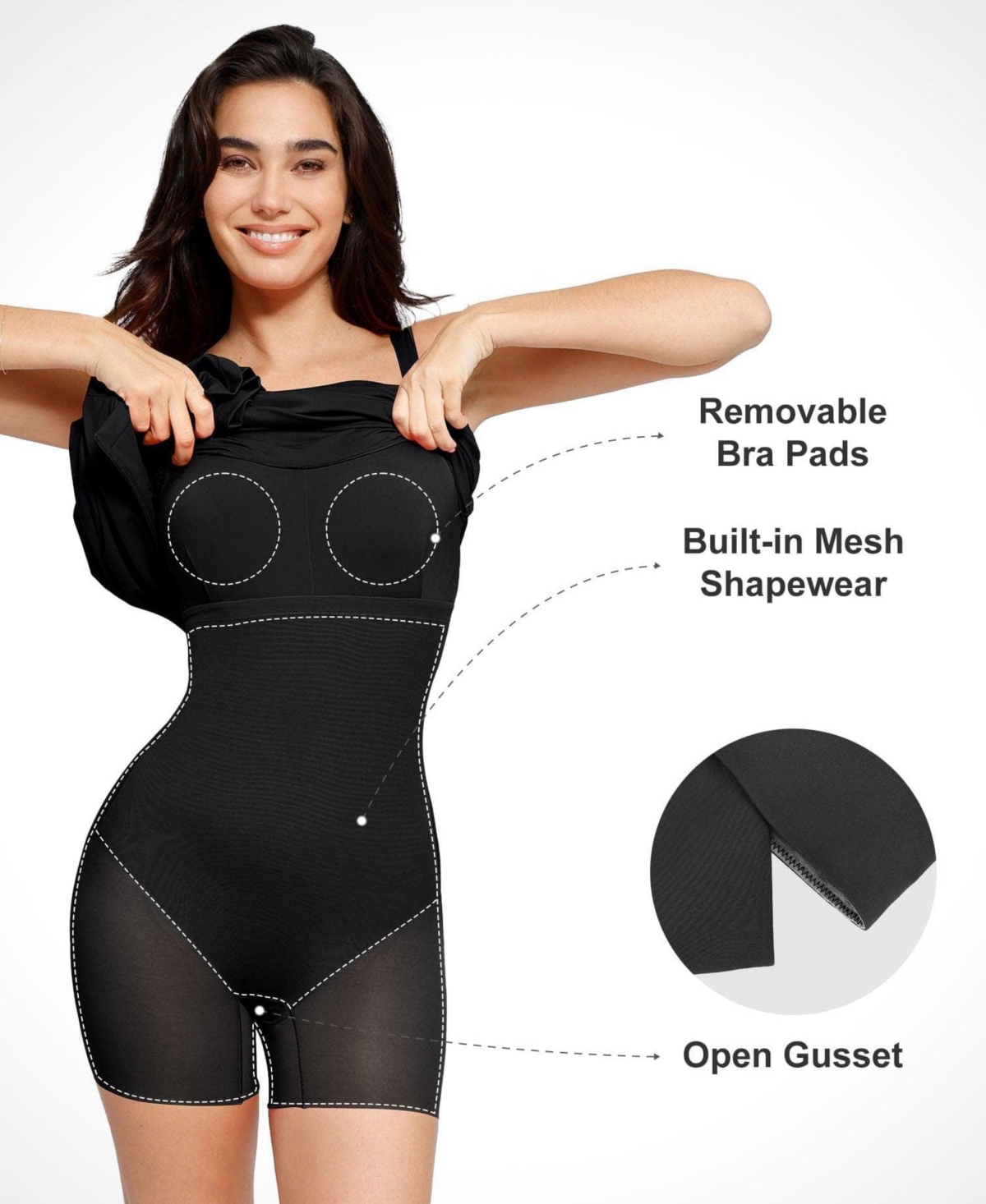 Popilush Women's Shapewear Ruched Side Slit Slimming Maxi Slip Dress