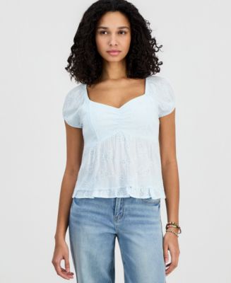 Plus Size Plain Ruffle High Low Hem Blouse, Casual Round Neck Half