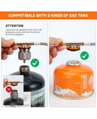 6800W Windproof Camp Stove Camping Gas Stove with Fuel Canister Adapter, Piezo Ignition, Carry Case, Portable Collapsible Stove Burner for Outdoor