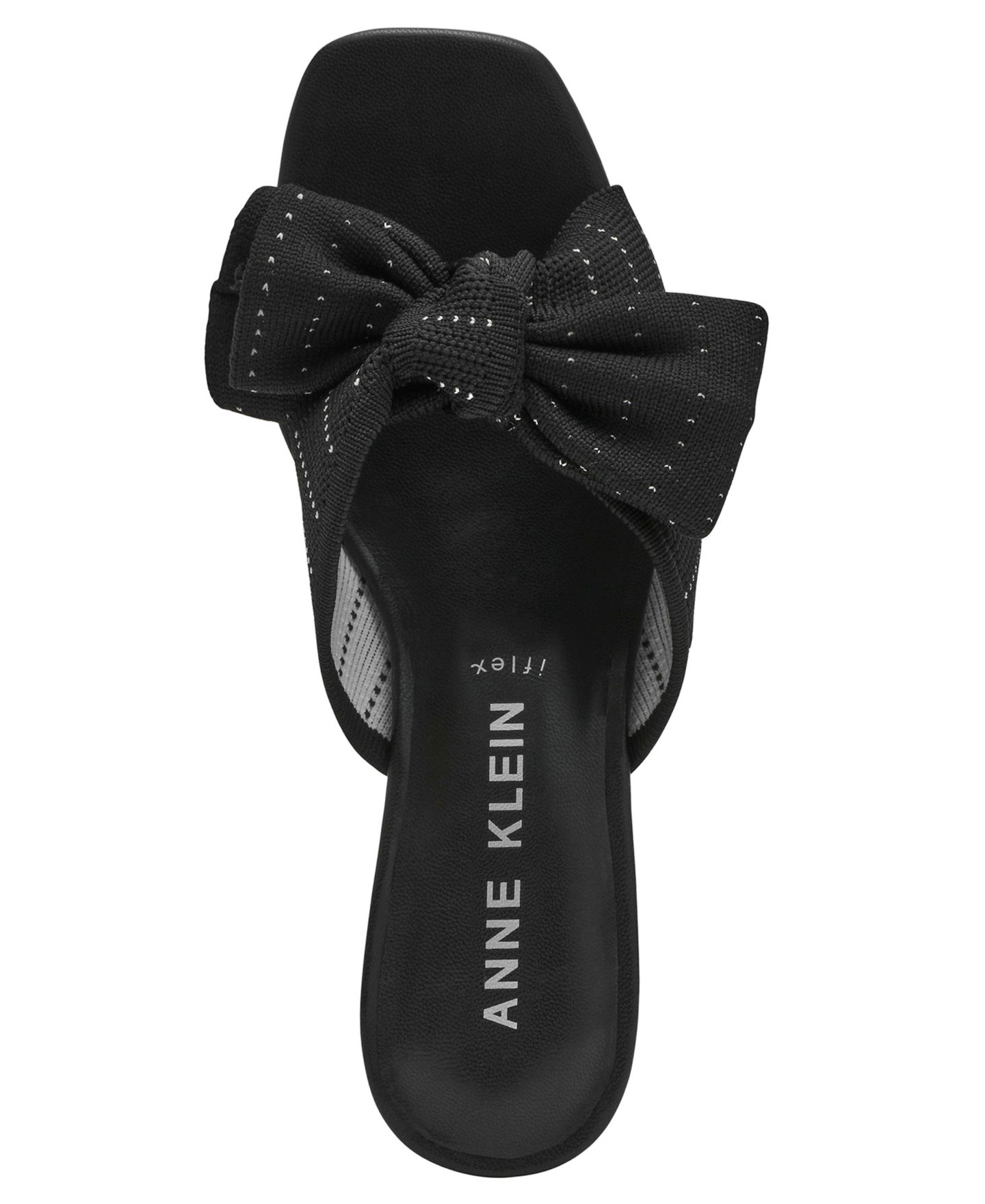 Женские сандалии Anne Klein Dara Bow Wedge, цвет: Чёрный вязаный — фото 4