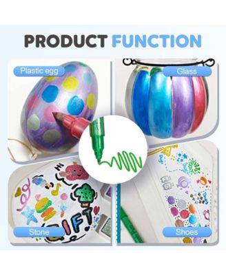 24 Colors Metallic Marker Pens, Soft-Tip Acrylic Paint Pens for Scrapbooking, Glass, Wood, Card Making and DIY Arts & Crafts