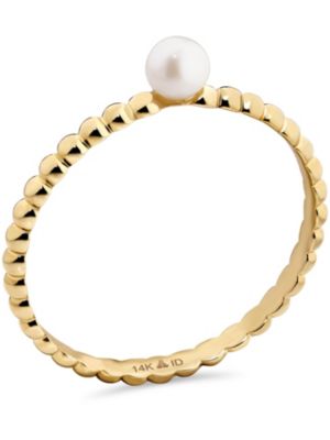Freshwater Pearl Beaded Ball Ring in 14K Gold, Size 7, approx. 1.0 grams.