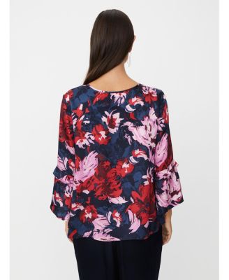 Women's MaBimelda Keyhole Detail Floral Top