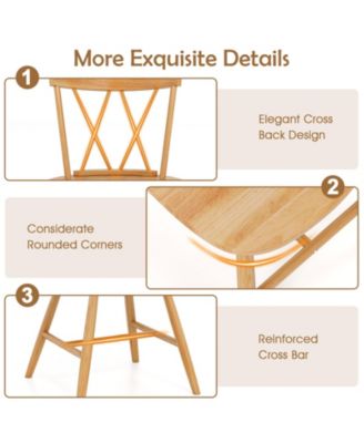 Costway Dining Chairs Farmhouse Kitchen Chair with Rubber Wood Frame