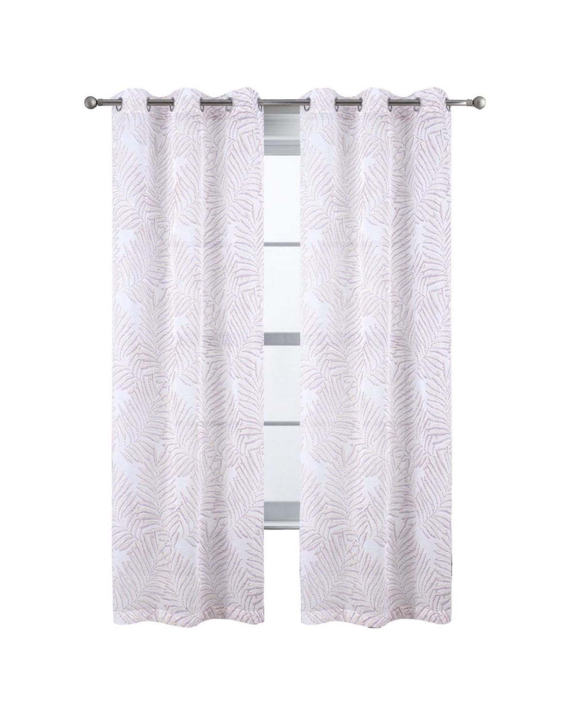Rt Designers Collection Faye Grommet Metallic Sheer Printed Doily Curtain Panel 54" x Rose