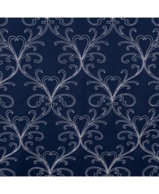 RT Designer Collection Kimber Embroidered Blackout Luxurious Decorative Grommet Curtain Panel 54" x Navy