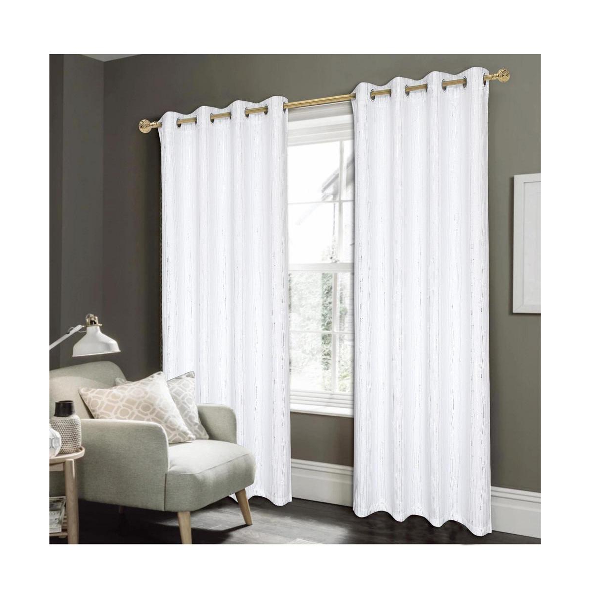 Rt Designers Collection Iceland Metallic Blackout Curtain Panel White