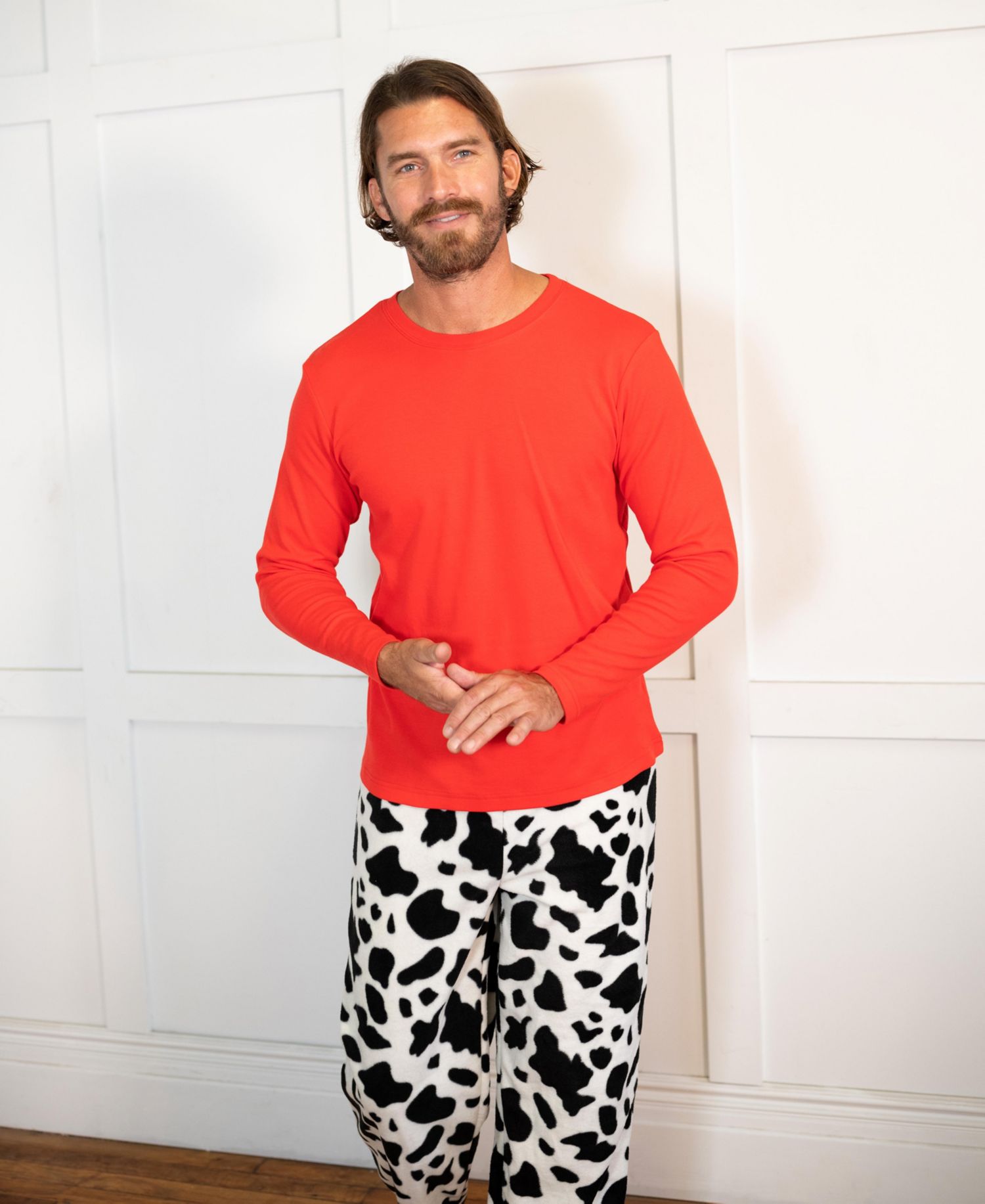 Men’s Cotton Top and Fleece Pants Holiday Pajamas