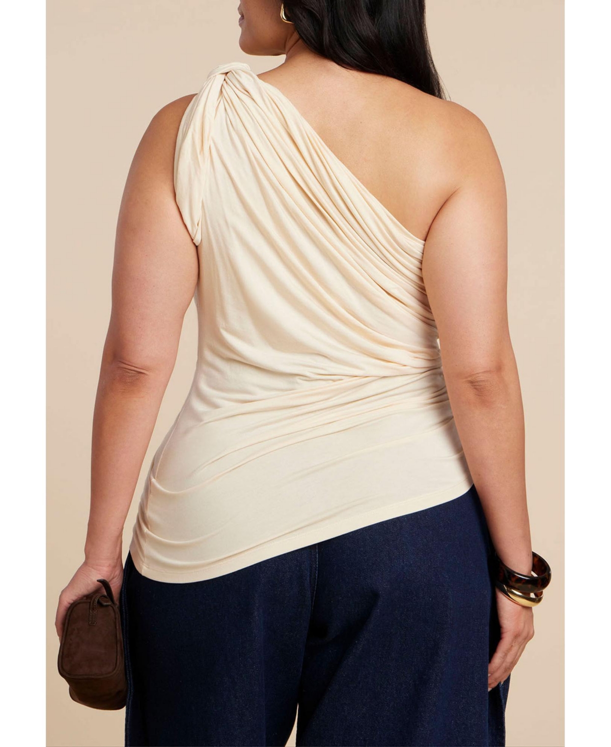 Eloquii Women's Sheer Twist Drape Top