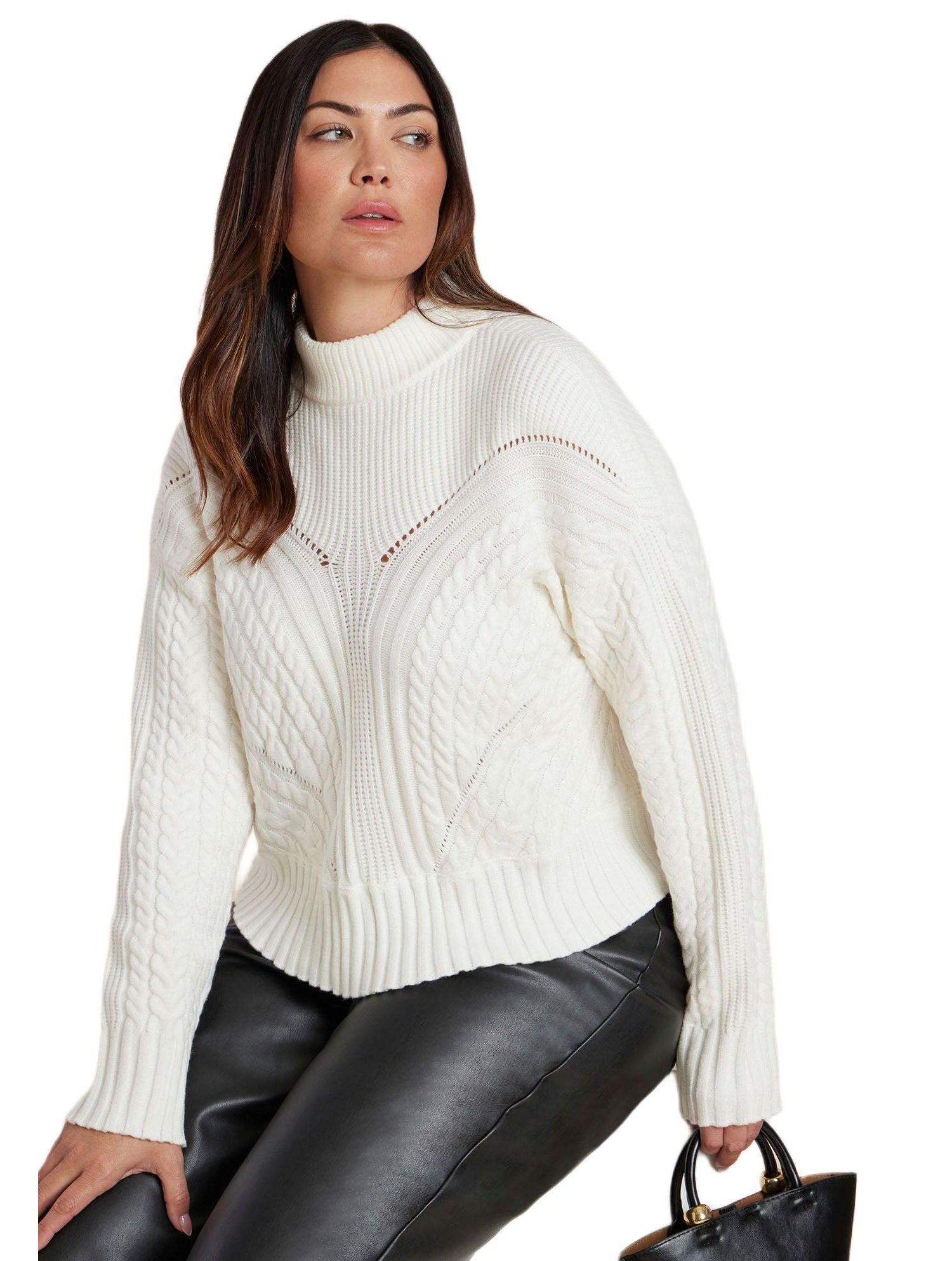 Women's Cableknit Funnelneck Sweater