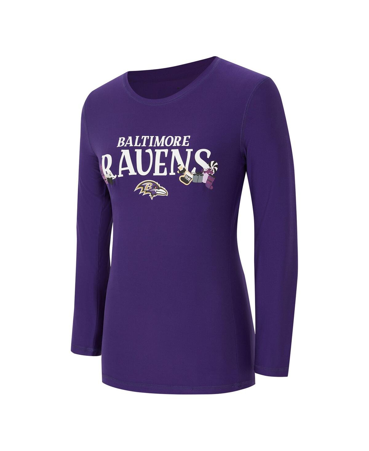Concepts Sport Women's 2-Piece Purple Baltimore Ravens Chestnut Long Sleeve T-Shirt and Pants Sleep Set