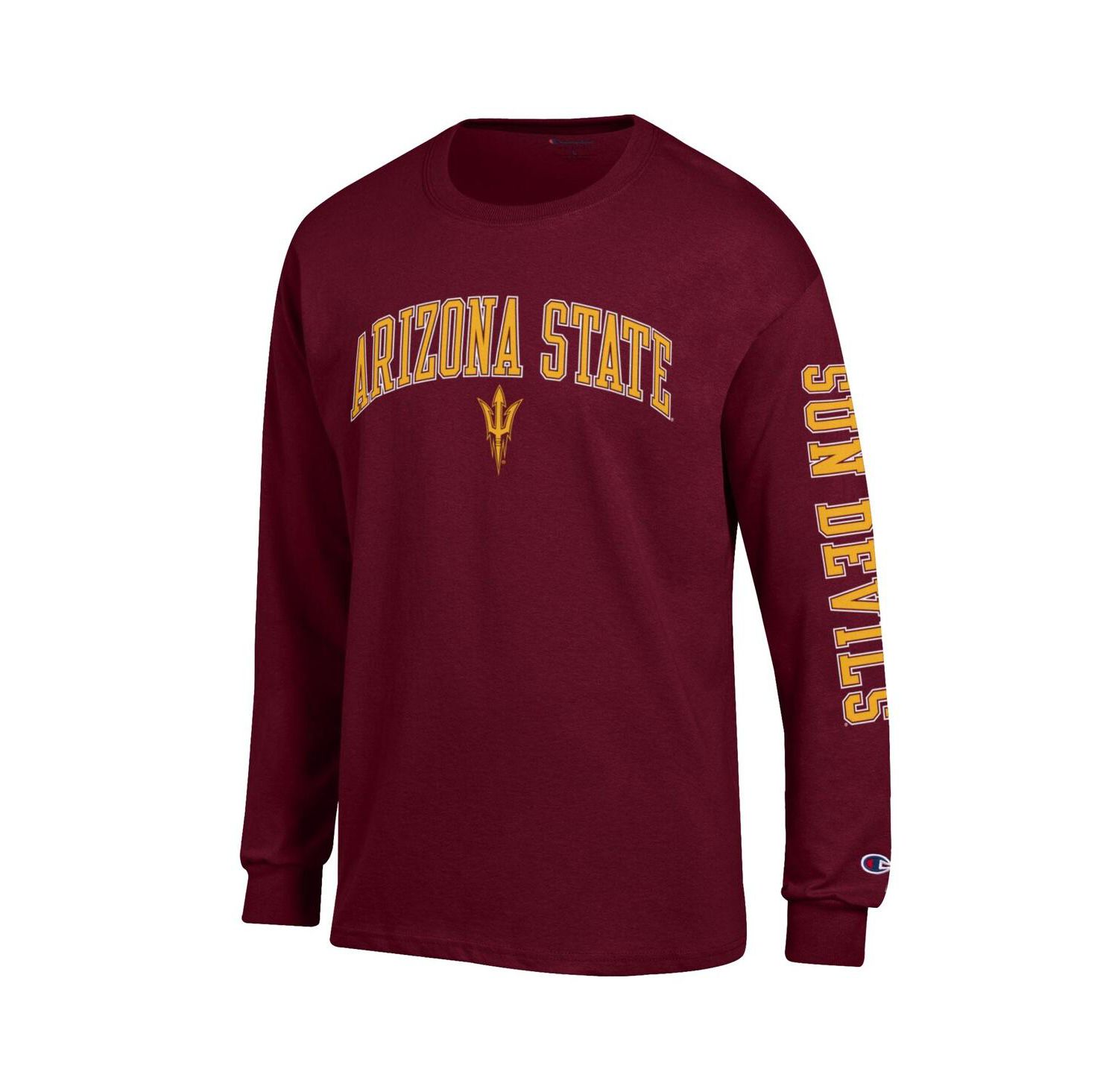Men's Maroon Arizona State Sun Devils Arch Over Logo 2-Hit Long Sleeve T-Shirt