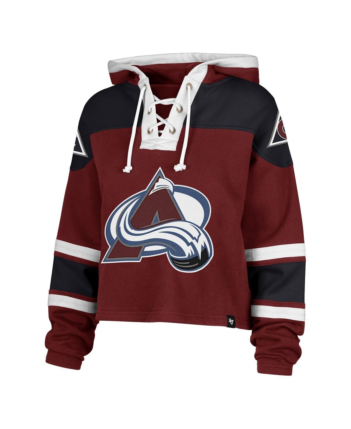 47 Brand Women's Cardinal Colorado Avalanche Cropped Lacer Hoodie In Red