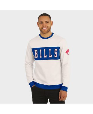 Men's Cream Buffalo Bills Color Block Pullover Sweatshirt