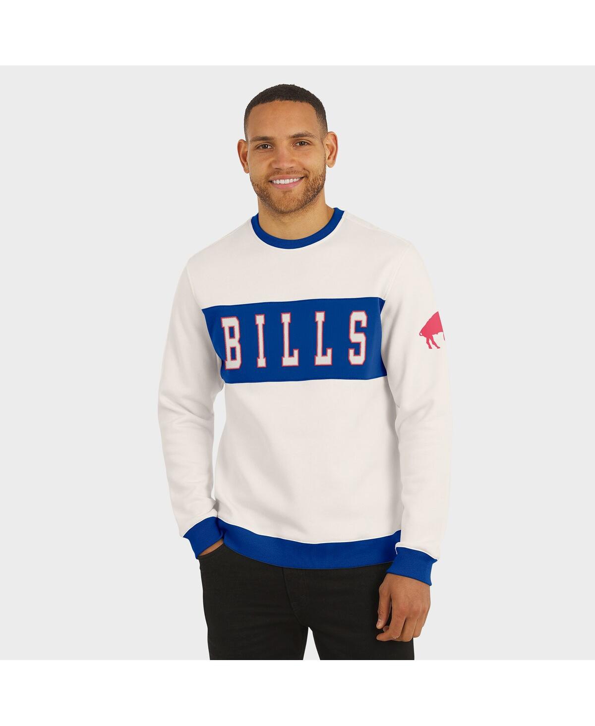 Fanatics Men's Cream Buffalo Bills Color Block Pullover Sweatshirt