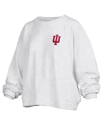 Women's Oatmeal Indiana Hoosiers Waist Length Oversized Janise M&eacute;lange Sweatshirt