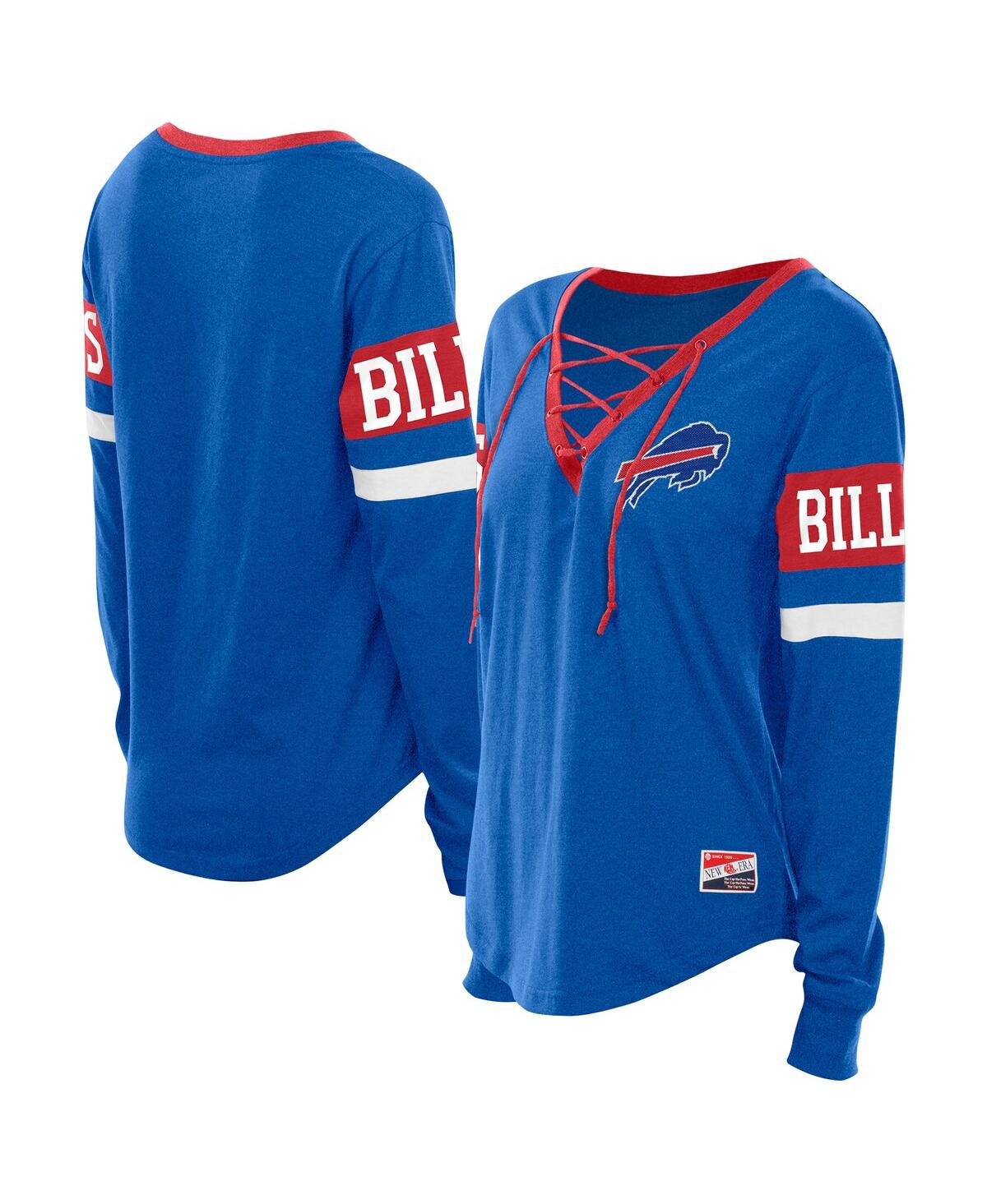 New Era Women's Royal Buffalo Bills Throwback Lace-up Long-sleeve T-shirt In Blue